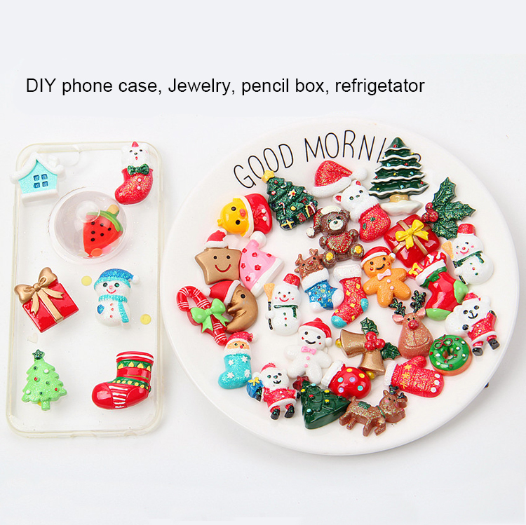 Free Shipping 100pcs Assorted DIY Hairpin Cabochon Supplies Mystery Pack Kawaii Cabochons Christmas