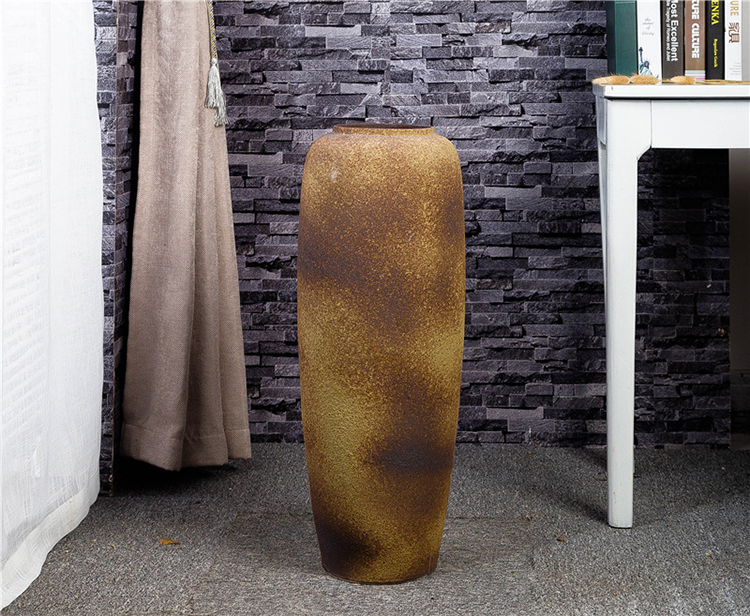 Hot selling ceramic gradient frosted tall flower vases pottery big floor vase for bedroom
