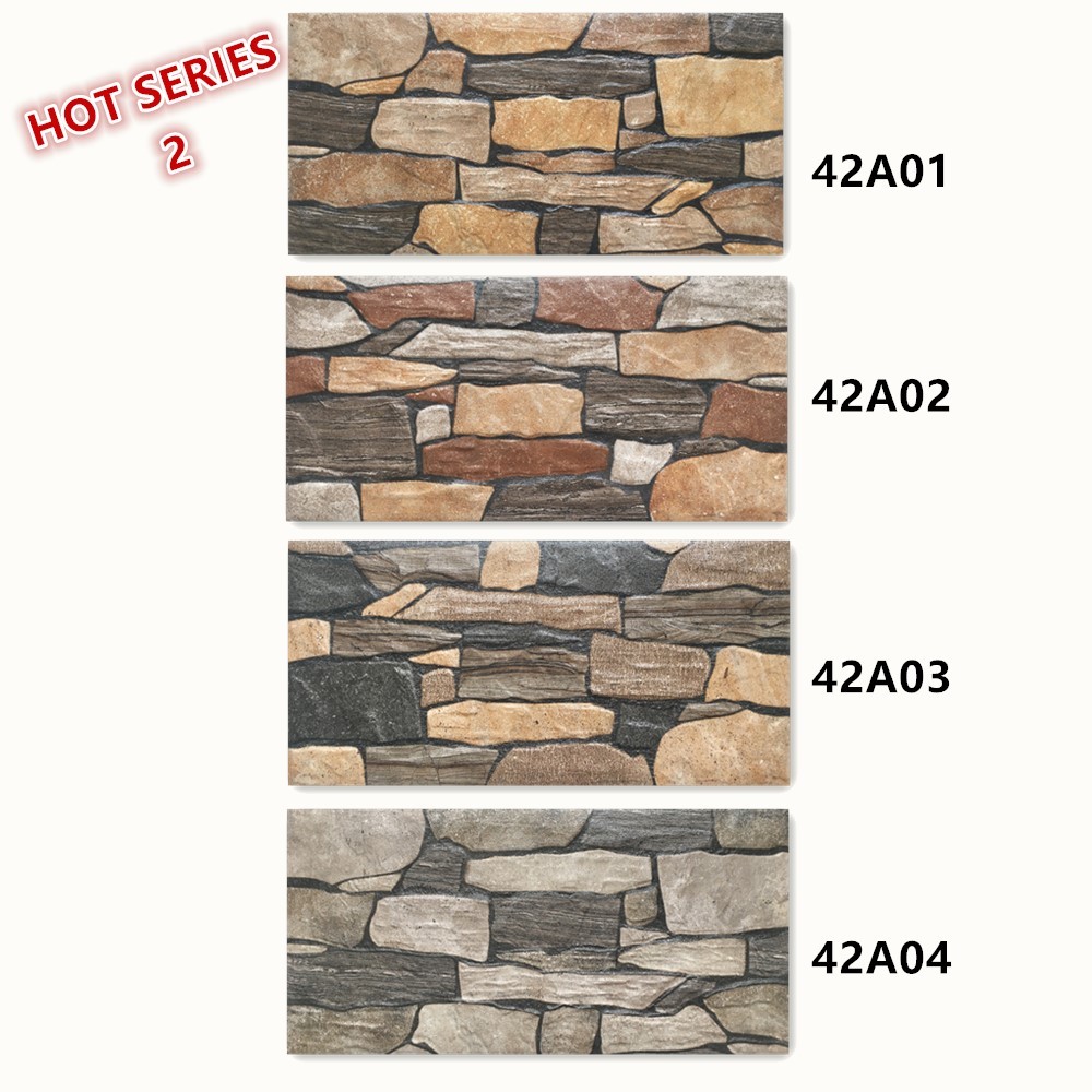 Vintage unbreakable non slip stone look exterior wall tile from China 200x400mm