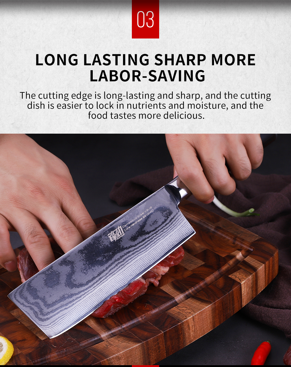 FINDKING 6.5 Inch Ebony Wood Handle 67 Layers 10Cr15CoMoc Damascus Steel Knife Kitchen Knife Nakiri Knife