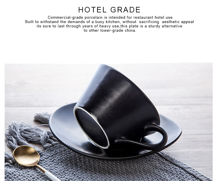 Turkish High Temperature Black Porcelain Cup Matte Coffee Set