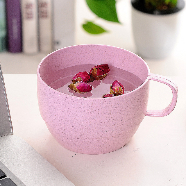 Wheat Material Mug Cup Straw Hold Mugs Cup of Milk Tea Coffee Cups Water