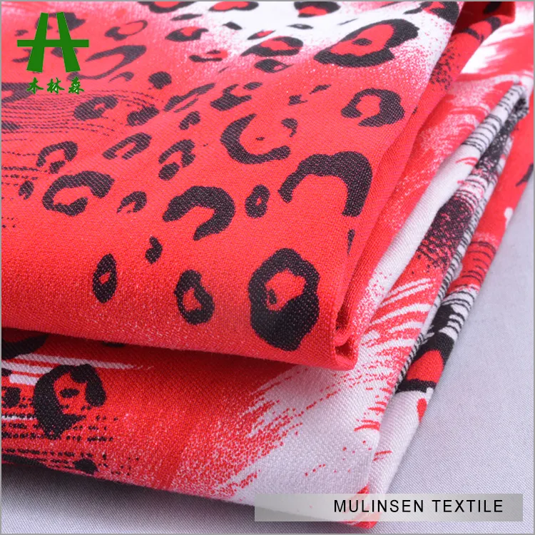 Mulinsen Textile Leopard Printed Bengaline Rayon Nylon Polyamide And Spandex Fabric