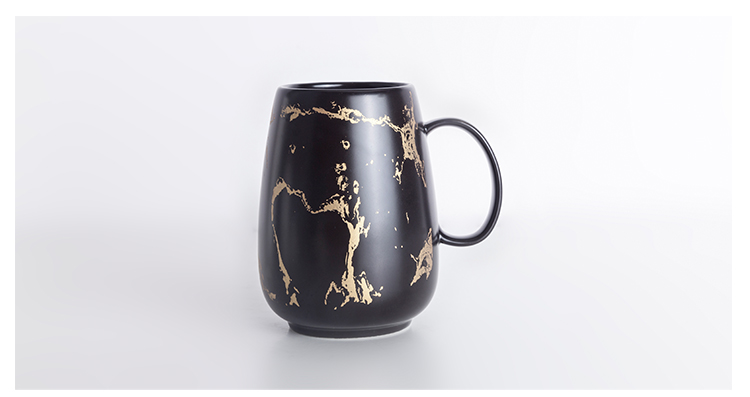 Small Mouth Stoneware Gold Black White Coffee Cup17oz Big Coffee Mug