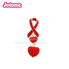 Red Ribbon with heart breast cancer awareness brooch