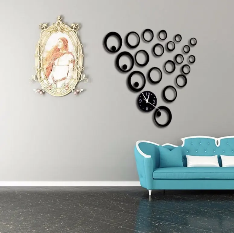 Circle DIY Color 3D Wall Home Mural Decor Art Stickers Clocks