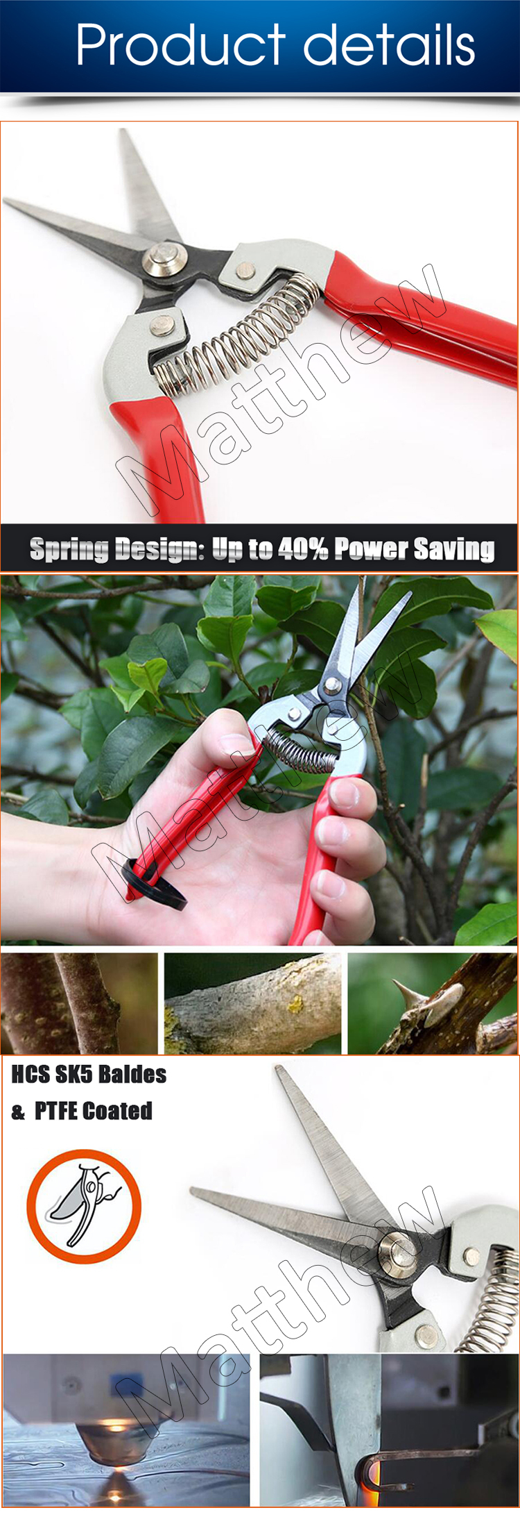Garden Tools Fruit Pick up Scissor with Soft PVC Coated Handle