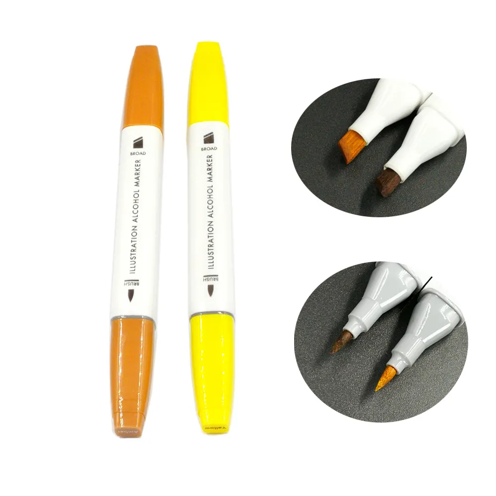 bold colors dual tip brush art marker with broad chisel and brush tip