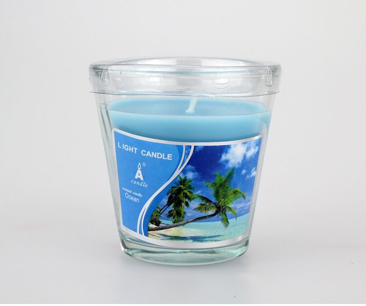 2oz clear glass candle holder with paper sticker