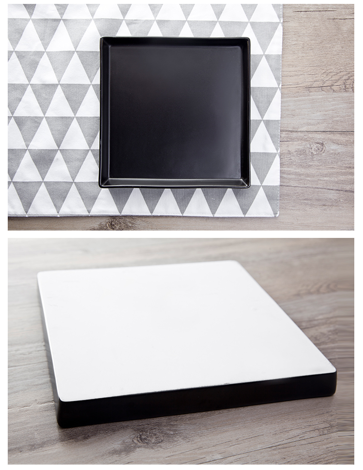 Custom Logo Porcelain Square Dinnerware Flat Square Plate