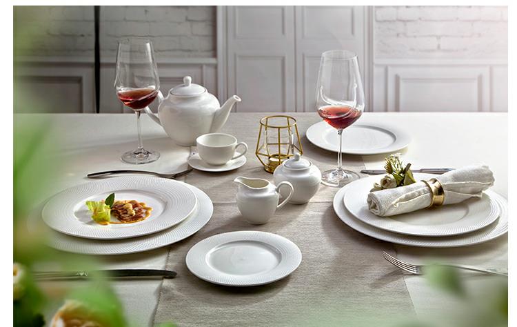 22cm 23.3cm White Deep Ceramic Soup plate For Restaurant