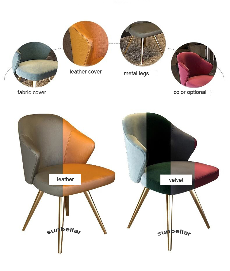 Foshan furniture factory dining chair fabric velvet gold stainless steel legs restaurant dinning room chair