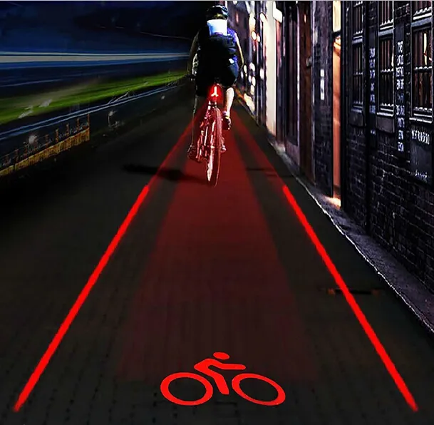 2020 new Outdoor 5 LED 2 Laser Bike Bicycle Rear Tail Lamp Bicycle LOGO Projection Lights