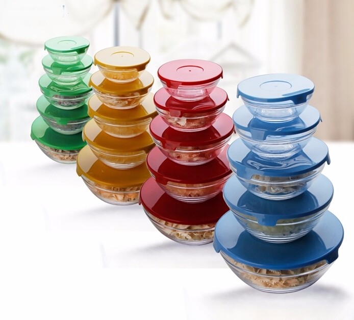 Wholesale customized soda lime bowls salad bowl set glass bowl with lid