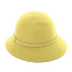 wholesale handmade 100% wool felt cap yellow cloche hats bowler