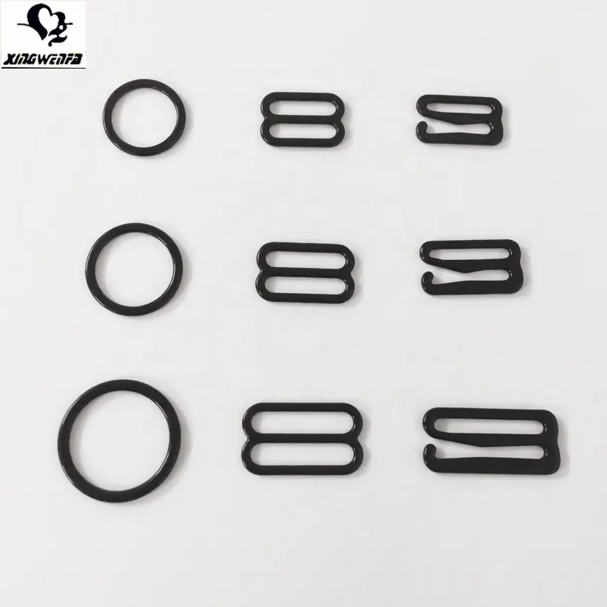 Oeko quality Black Nylon coated metal bra rings bra slider and hooks