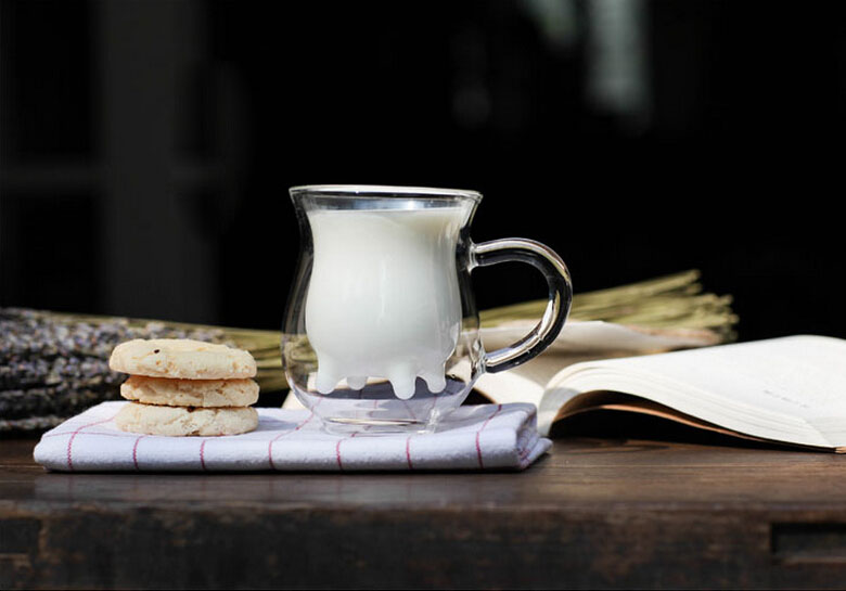 Glass Coffee Mugs - Double Wall glass cup with Handle, Perfect for Latte, Americano, Cappuccicute Tea Bag