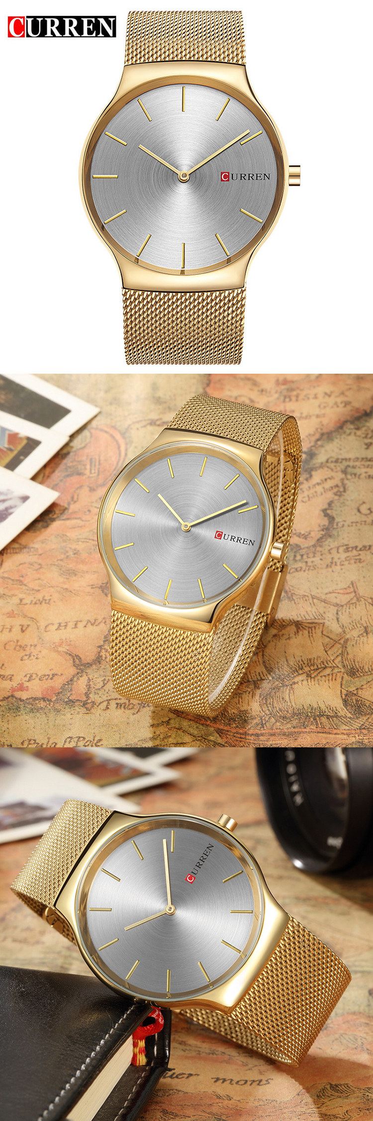 CURREN — montre-bracelet à Quartz pour hommes, accessoire de luxe, de style sportif analogique, avec pointeur, en noir, rose, or, nouvelle collection 8256, 8256