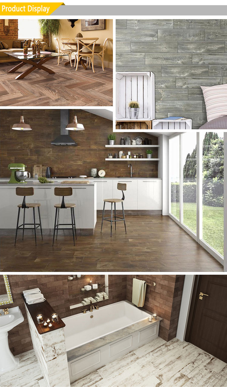Cheap price porcelain wooden rustic floor tiles anti-slip white brown gray wood look ceramic tile