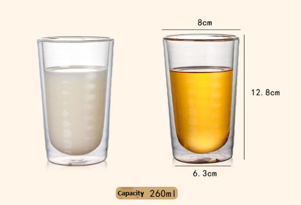 Clear Strong Double Wall Insulated Thermo Wave Glass Tumbler Glass for Beer Cocktail Lemonade Iced Tea Coffee