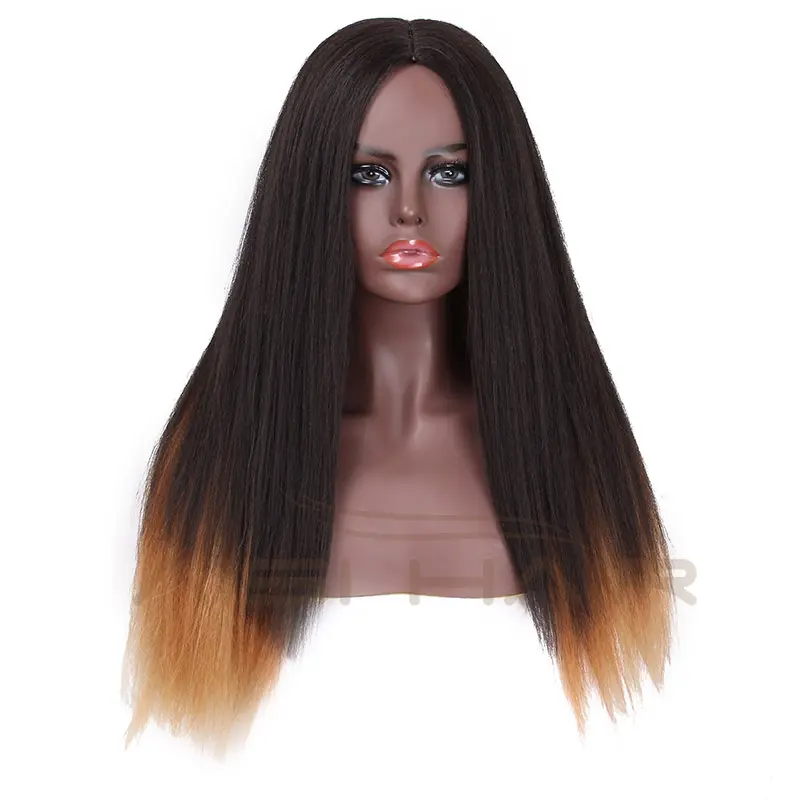 Aisi Hair Wholesale Cheap Synthetic Yaki Straight Wig Fluffy Black Mixed Blonde Long Wigs For Black Women