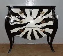 Zebra Animal Print Chest Of Drawer French Style Commode Cabinet