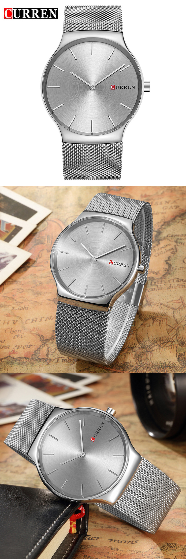CURREN — montre-bracelet à Quartz pour hommes, accessoire de luxe, de style sportif analogique, avec pointeur, en noir, rose, or, nouvelle collection 8256, 8256