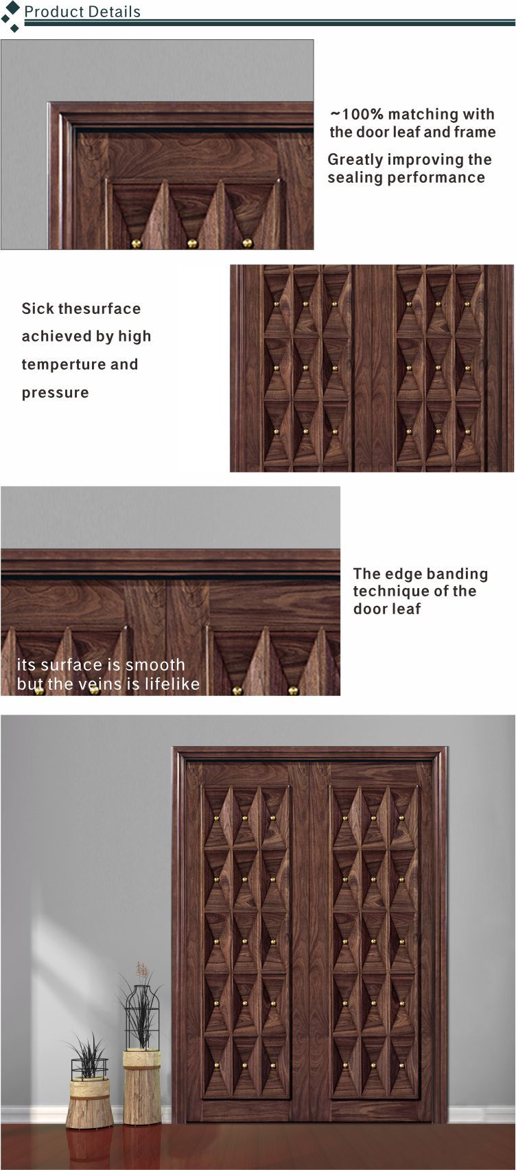 Hotel luxury design lobby entrance solid door