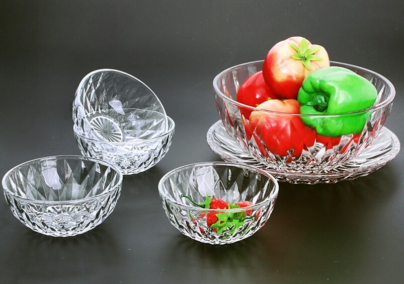 Haonai Wholesale 6 Pcs Glass Bowl / Glass Salad Bowl/Glass Cooking Bowl Set