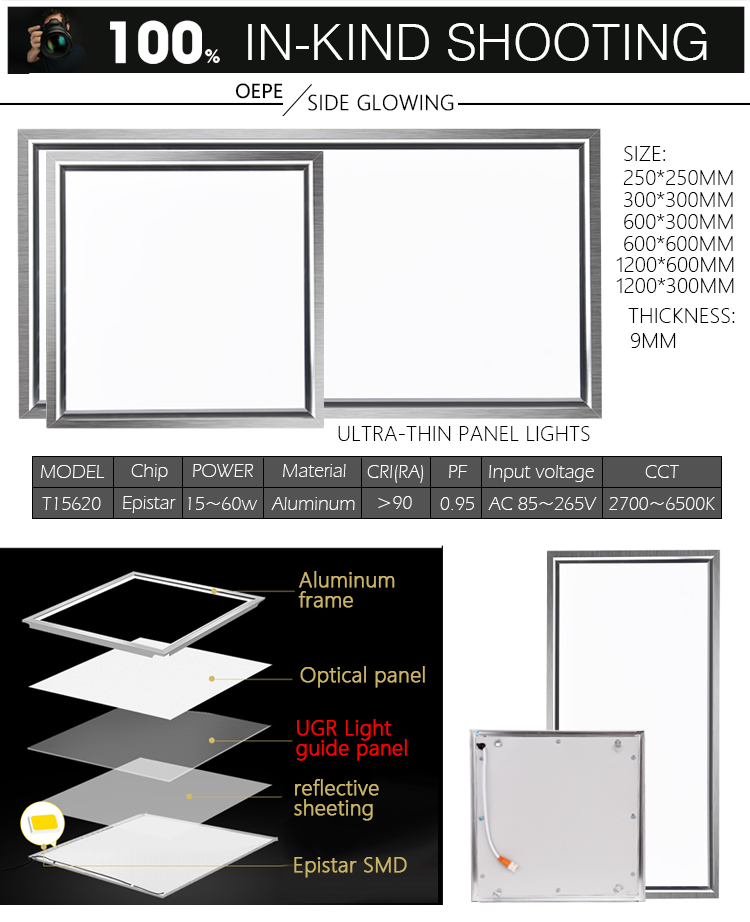 2022 New Product No screen flash UGR<19 9mm Slim LED Panel Light