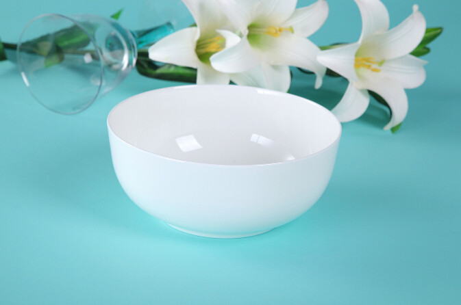 Haonai manufactured Chinese style porcelain bowl white deep round bowl soup bowl