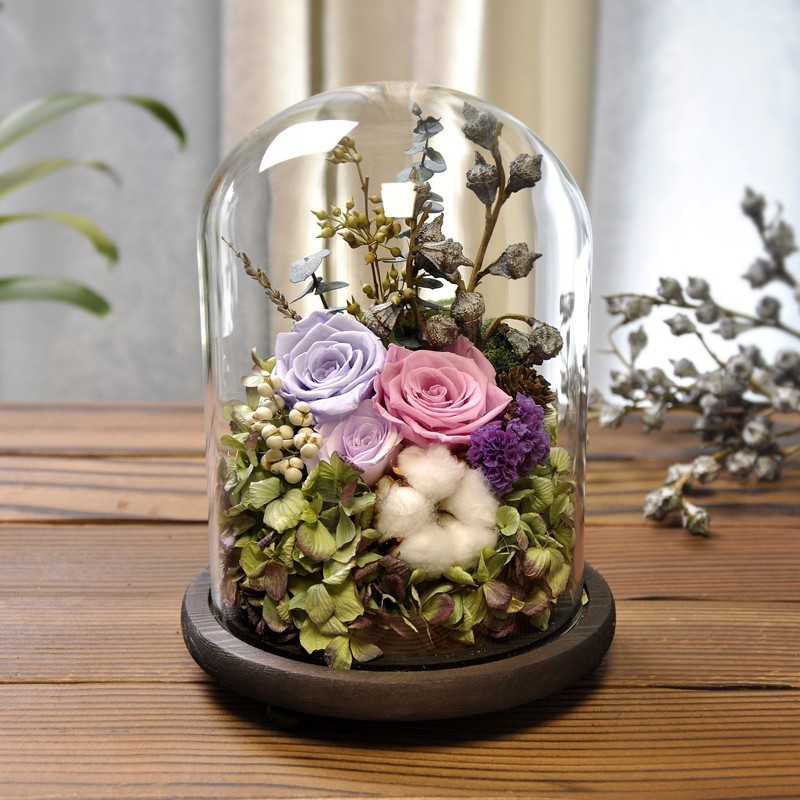 Handmade Rose Never Withered Roses Flower in Preserved Glass Dome, Gift for Valentine's Day Anniversary Birthday