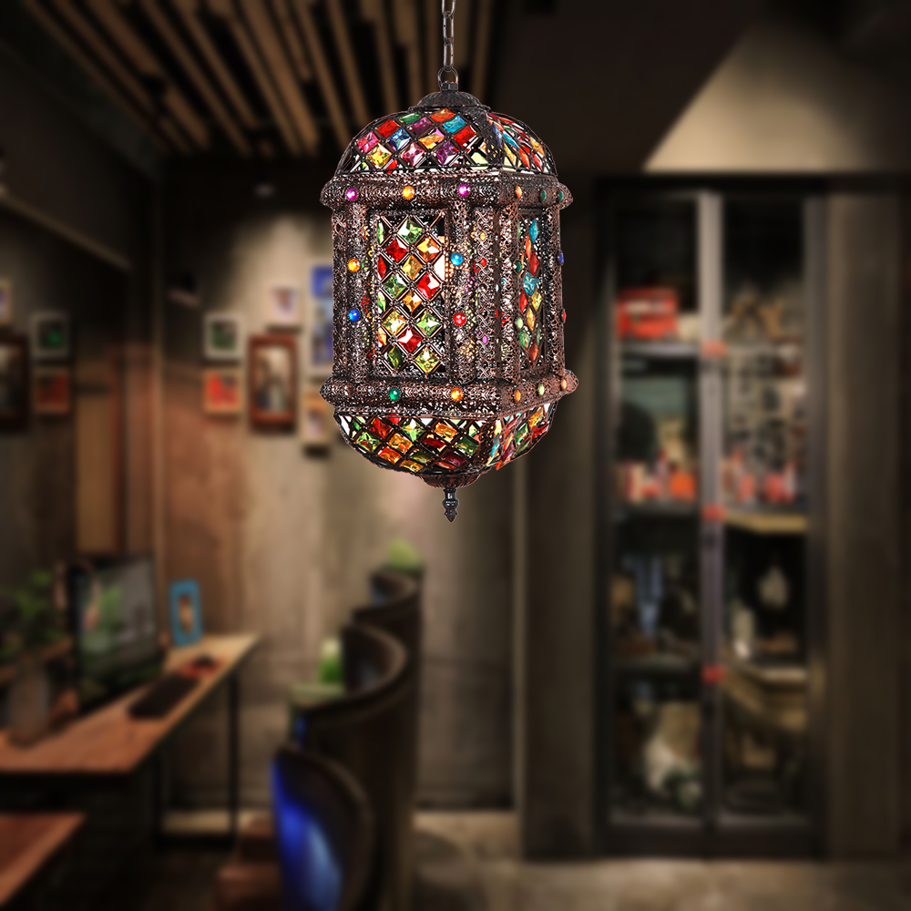 Southeast Asian iron vintage chandelier retro decorative pendant lights for coffee shop turkish moroccan mosaic NS-124010
