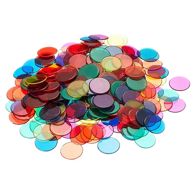 Transparent Assorted Colored 3/4-inch Bingo Chips