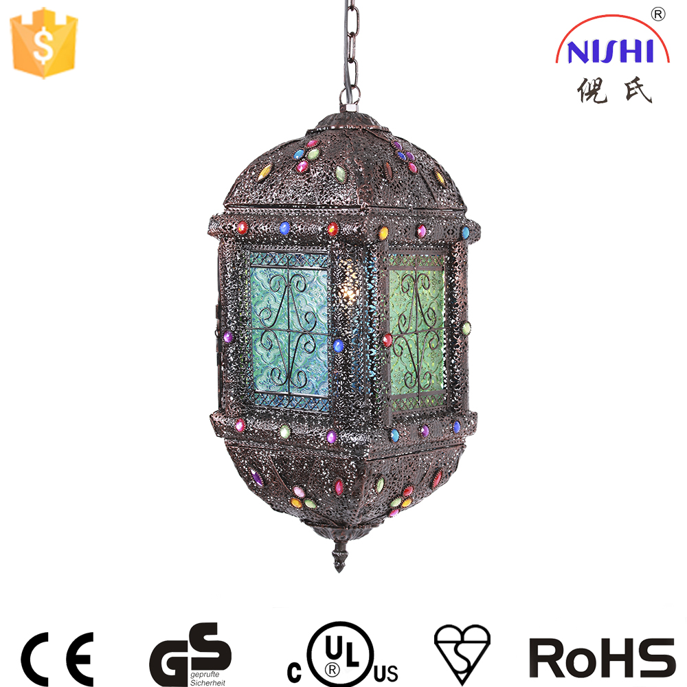 Turkish Mosaic Hanging Lantern Lamp Decorative Morocco Chandeliers Pendant Light NS-124014