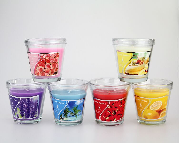 2oz clear glass candle holder with paper sticker