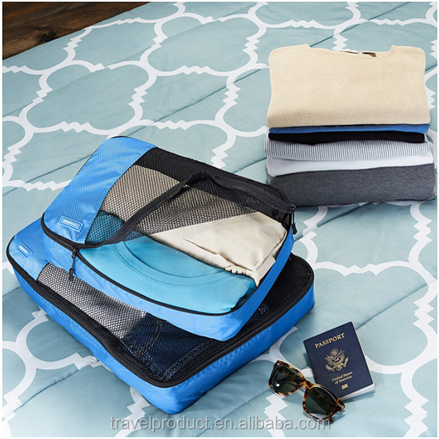 2pcs cubes d'emballage de voyage de compression étanches organisateur de voyage