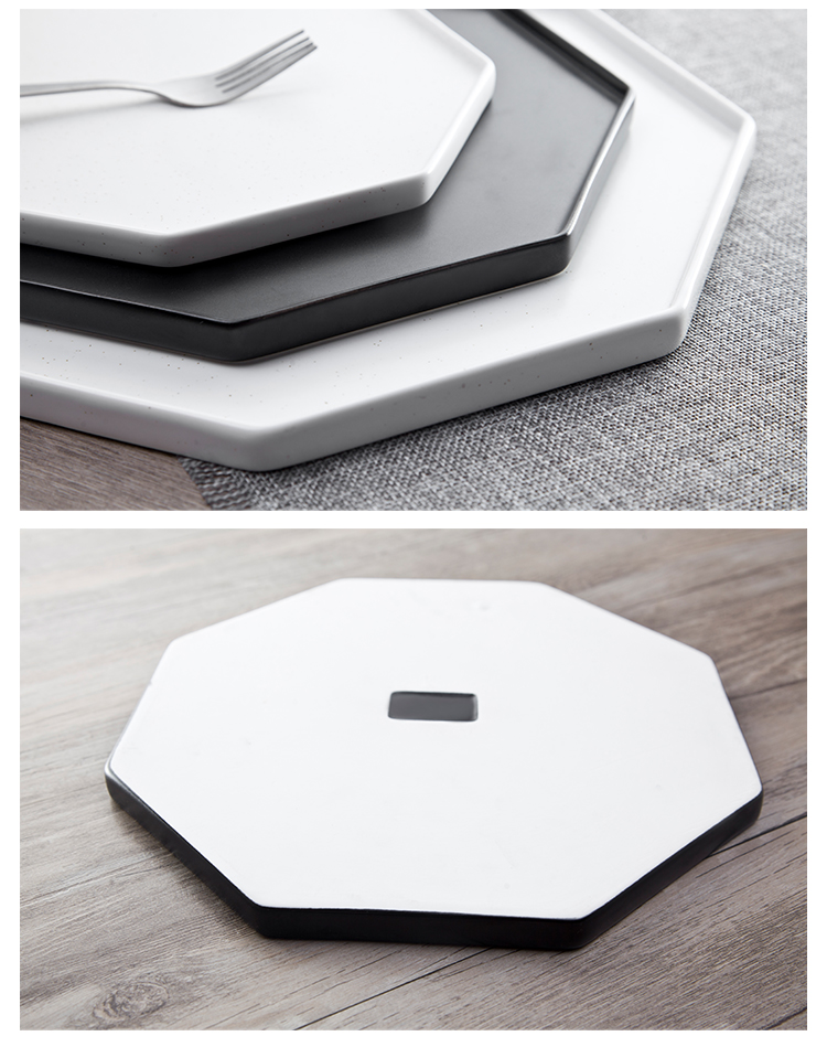 Japanese Style Ceramic Octagonal Plate 12.75 Octagonal Tray