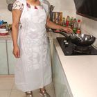 Cheap womens custom logo disposable white plastic poly pvc hdpe apron