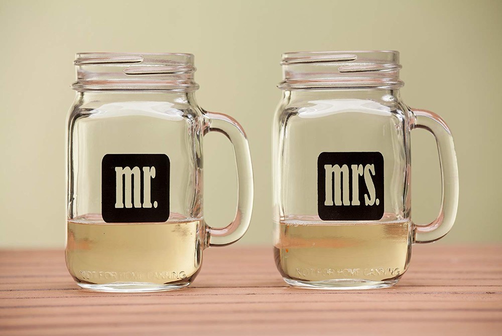 Custom Wide Mouth Glass Mason Jar With Handle Straw Storage Jar