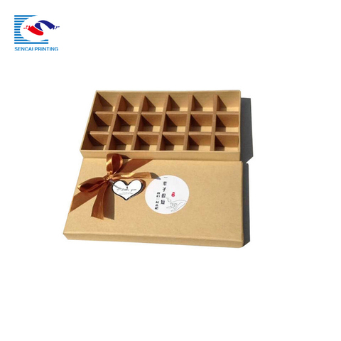 brown kraft paper chocolate packaging gift box with ribbon