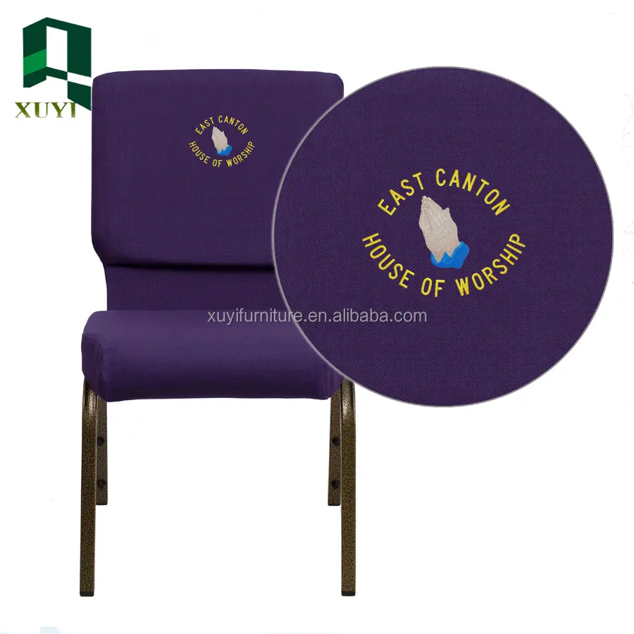 Customise Upholstered With Logo On The Back Metal Church Chairs