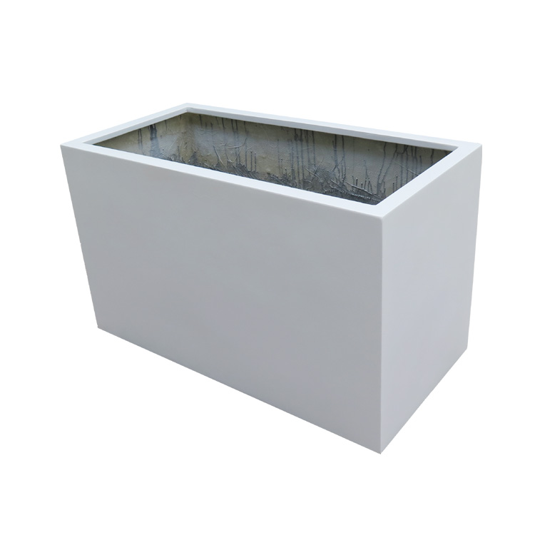 White Large Stand Square Fiberglass Flower Pot