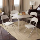 Sudden Comfort Deluxe Single Padded Seat and Back-5 Piece Card Table Set - Buff Lace