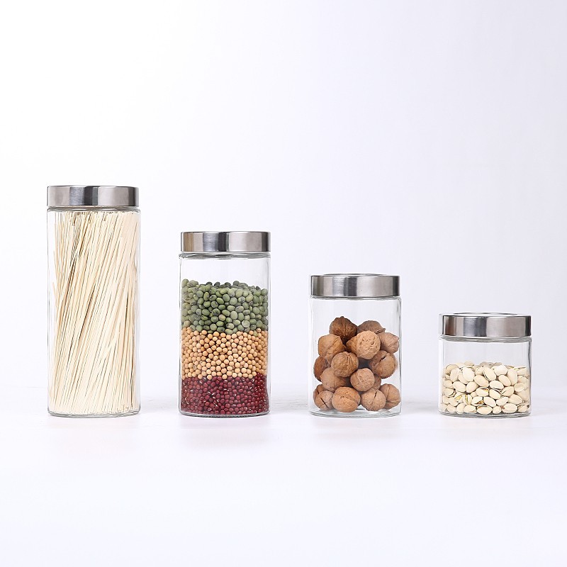 Round glass food container with Acrylic lid