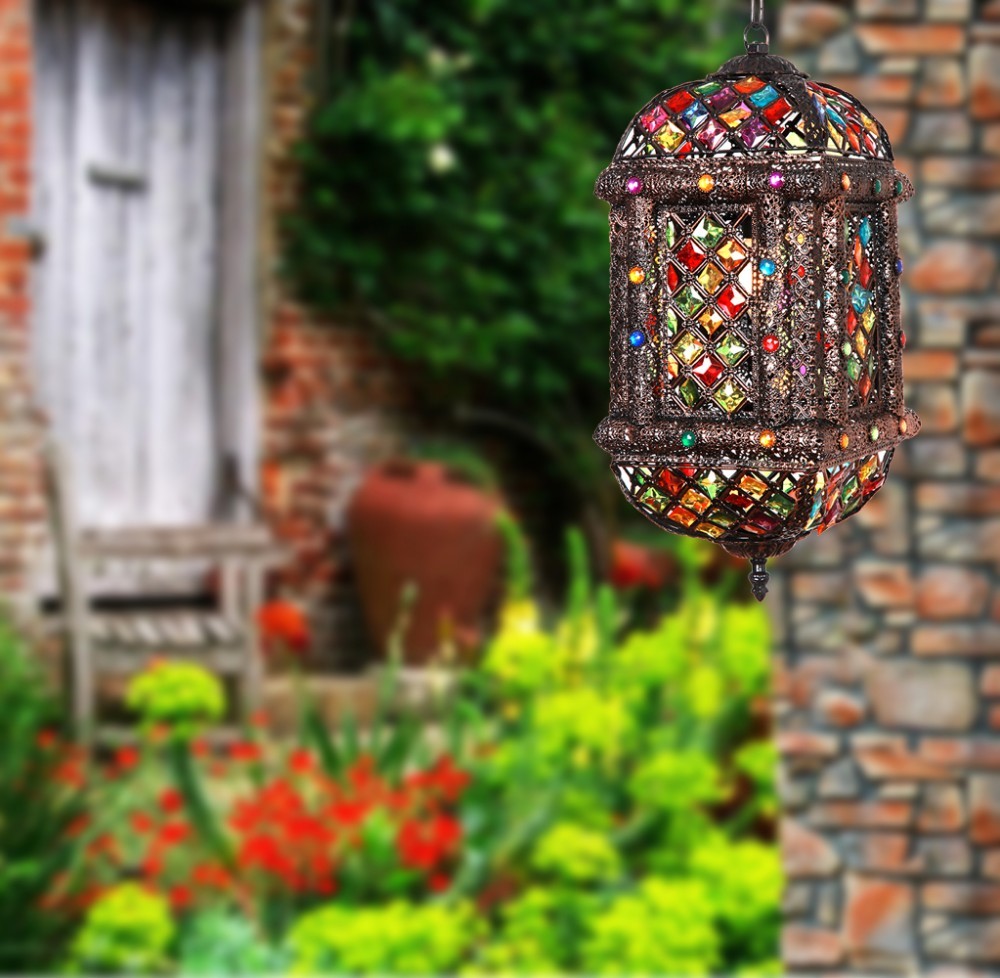 Southeast Asian iron vintage chandelier retro decorative pendant lights for coffee shop turkish moroccan mosaic NS-124010