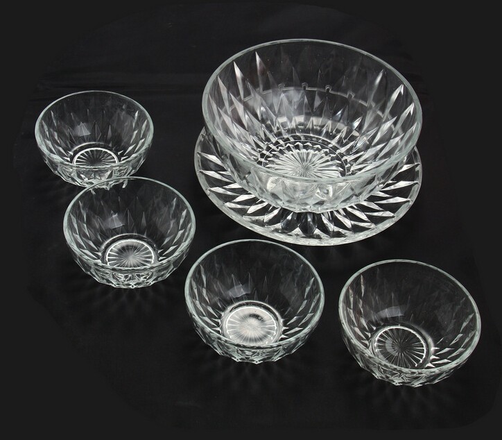 Haonai Wholesale 6 Pcs Glass Bowl / Glass Salad Bowl/Glass Cooking Bowl Set
