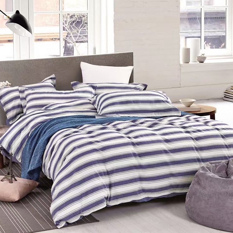 Custom 4PCS 1200 thread count stripes microfiber comforter set bedsheet cotton bed sheet