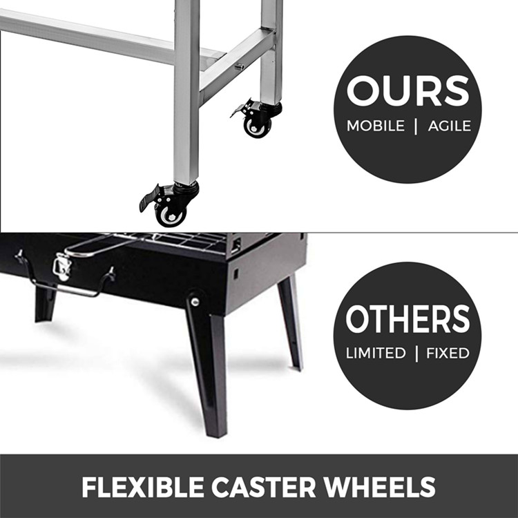 340 Stainless Steel Portable  Square Charcoal BBQ Grill