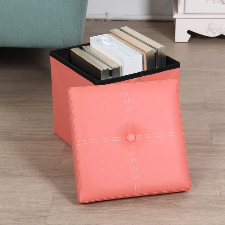 China High quality faux leather storage ottoman size 30*30*30 folding Storage ottoman